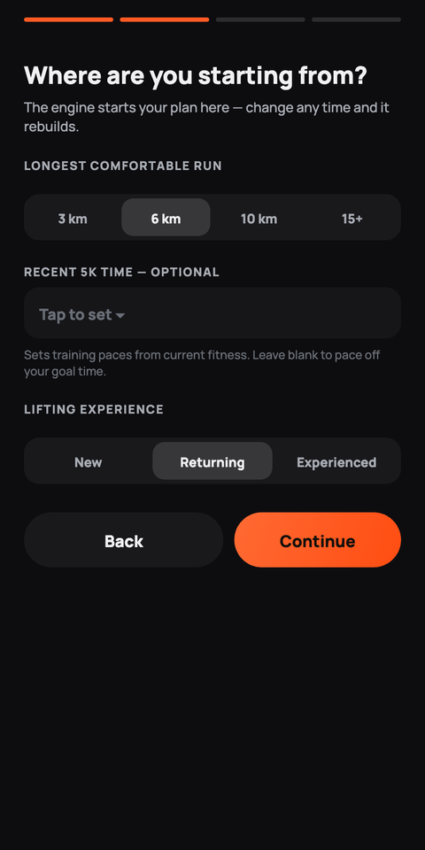 Starting point screen